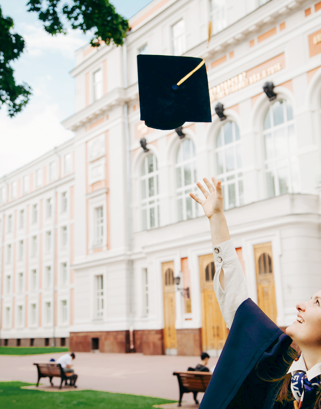 Student throwing graduation cap